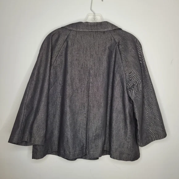 Christopher & Banks Denim Jacket lined with pleated back 3 quarter sleeves XL - Picture 9 of 12